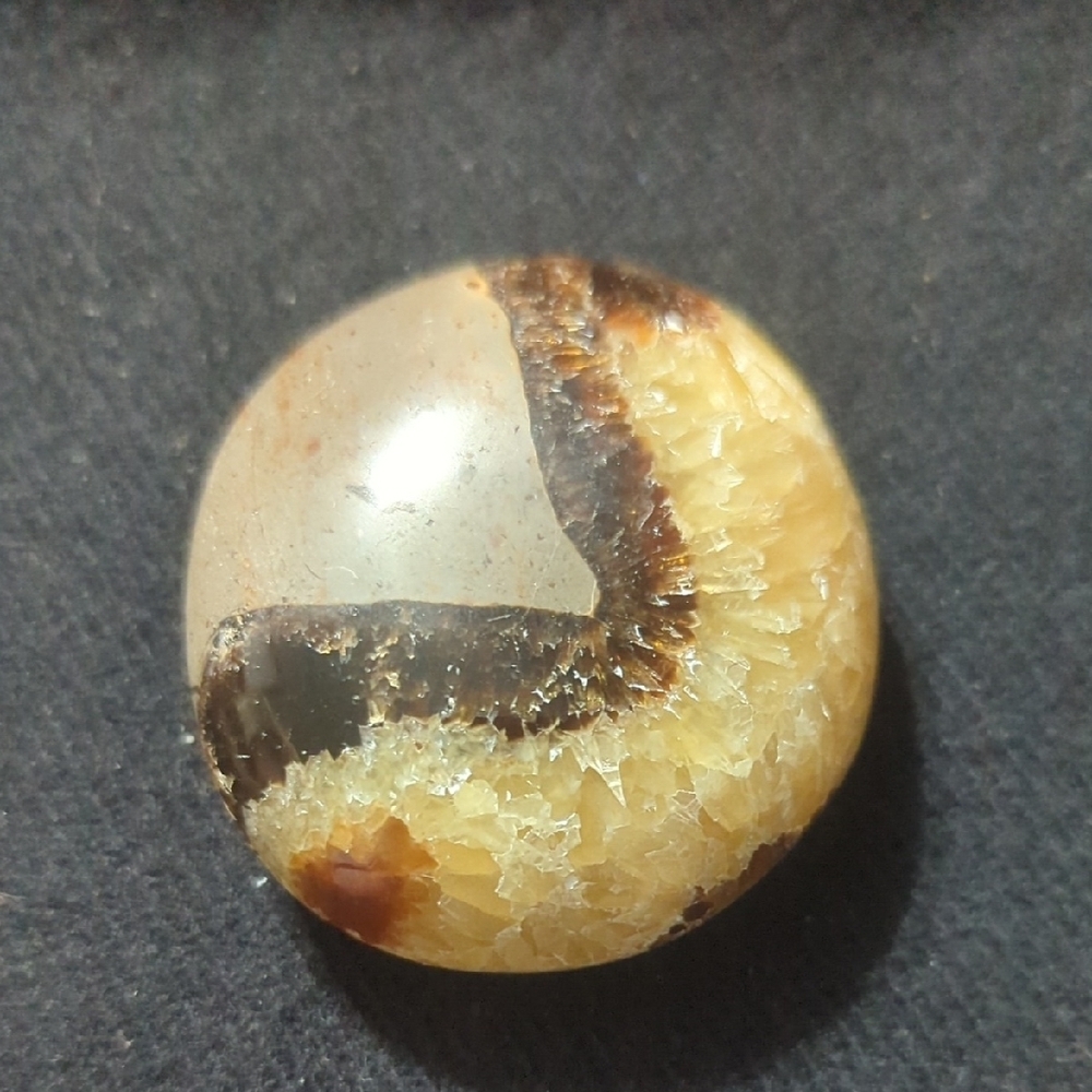 Yellow Brown Grey Septarian Gemstone Palm  Stone - 94 Grams